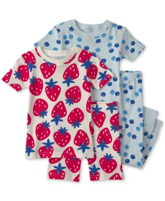 Toddler Girls' 2T-5T Berries Short-Sleeve Tops, Shorts and Pants Pajamas, 4-Piece Set