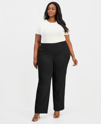 Plus Size Straight-Leg Pull-On Pants