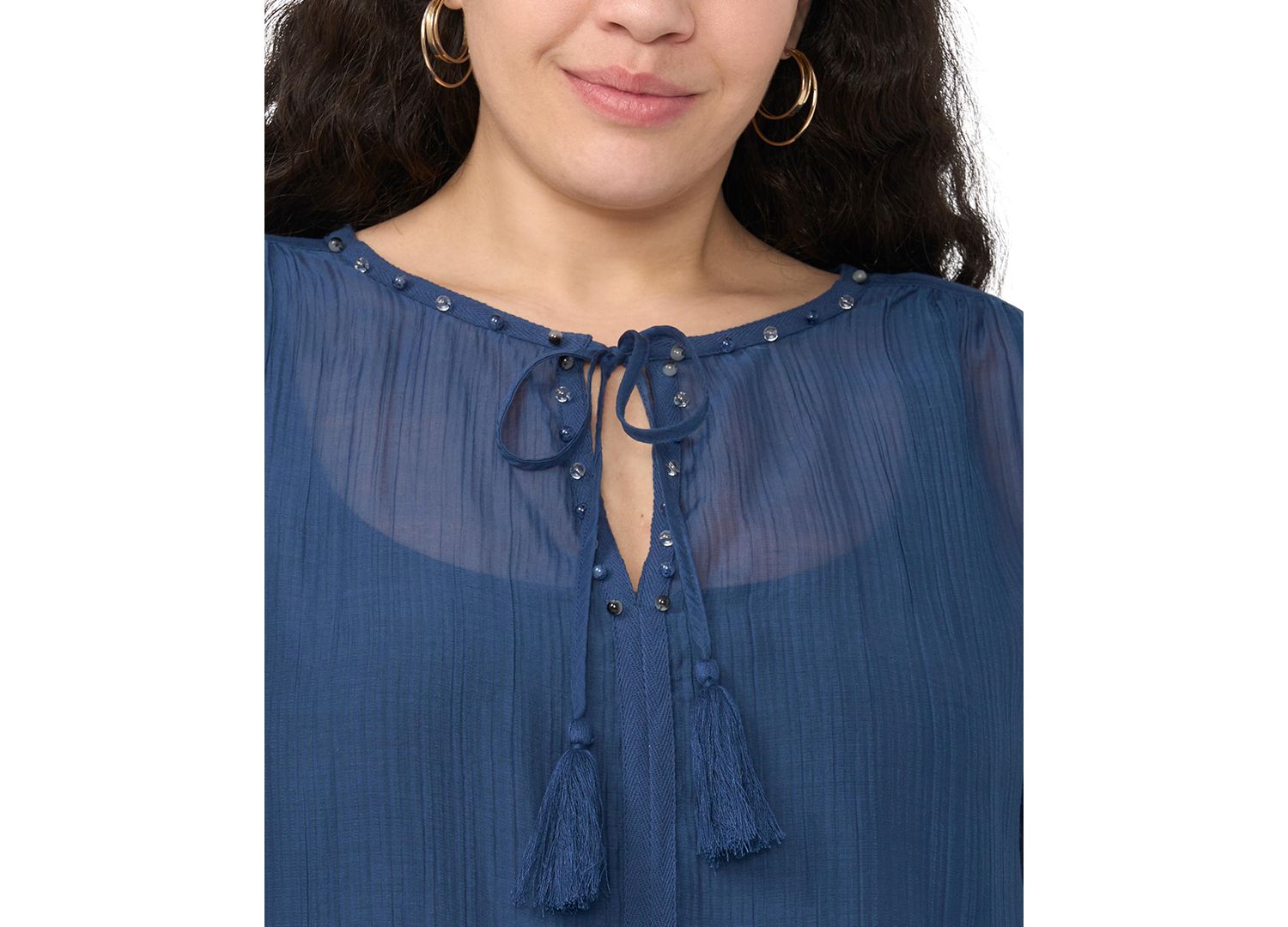 Plus Size Split Neck Top