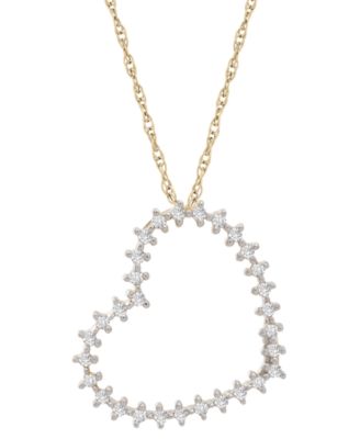 Diamond Heart Pendant Necklace (1/6 ct. t.w.) in 10k Yellow Gold