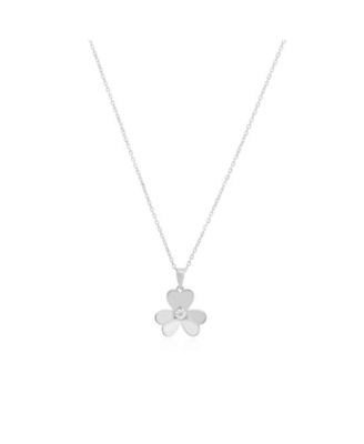Clover Petal CZ Necklace Sterling Silver