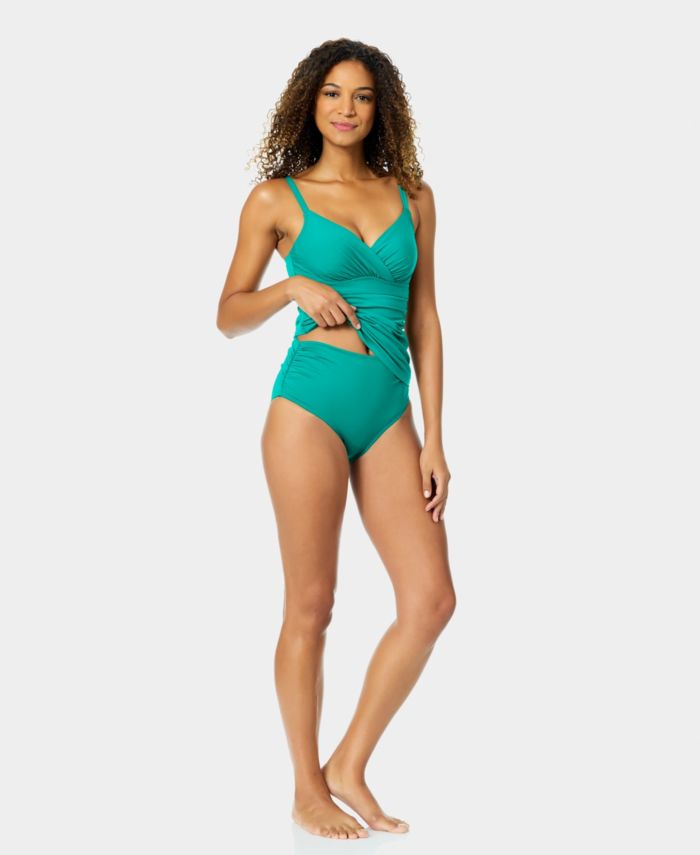 Anne Cole Womens Surplice Underwire Tankini Top