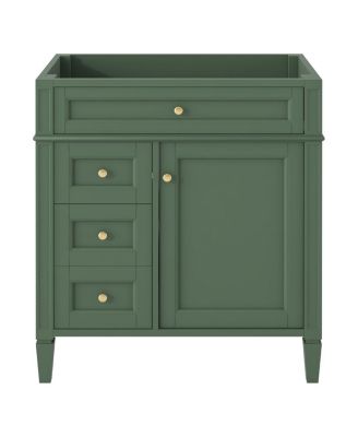 30 Inch Indigo Bathroom Vanity Cabinet, Modern Solid Wood MDF Storage, Soft Close Drawers and Adjustable Shelf, Minimalist for Small Spaces