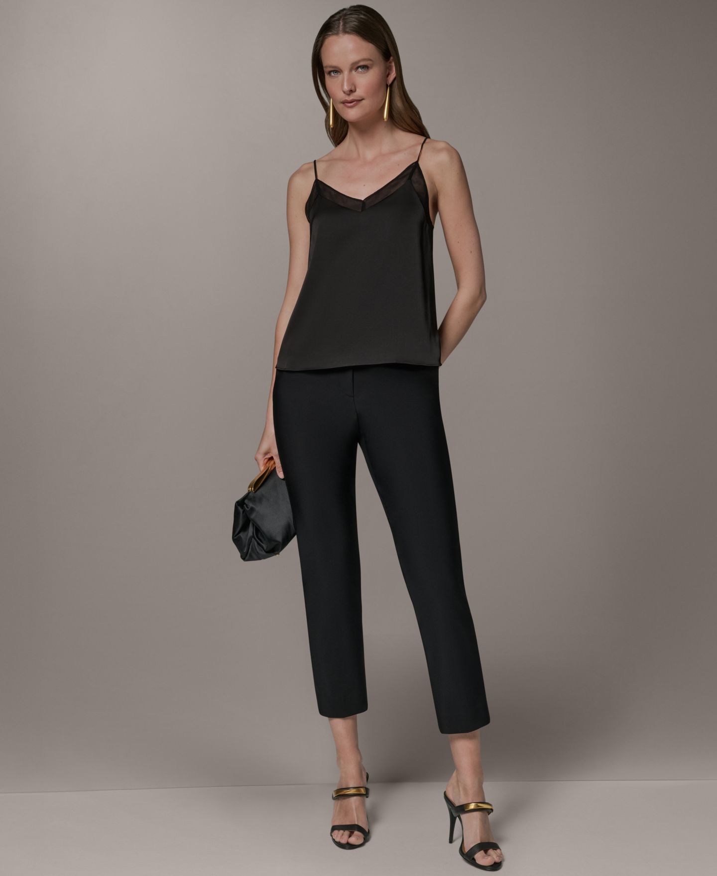 Женский топ Donna Karan New York с кружевной отделкой без рукавов, цвет: Чёрный — фото 6