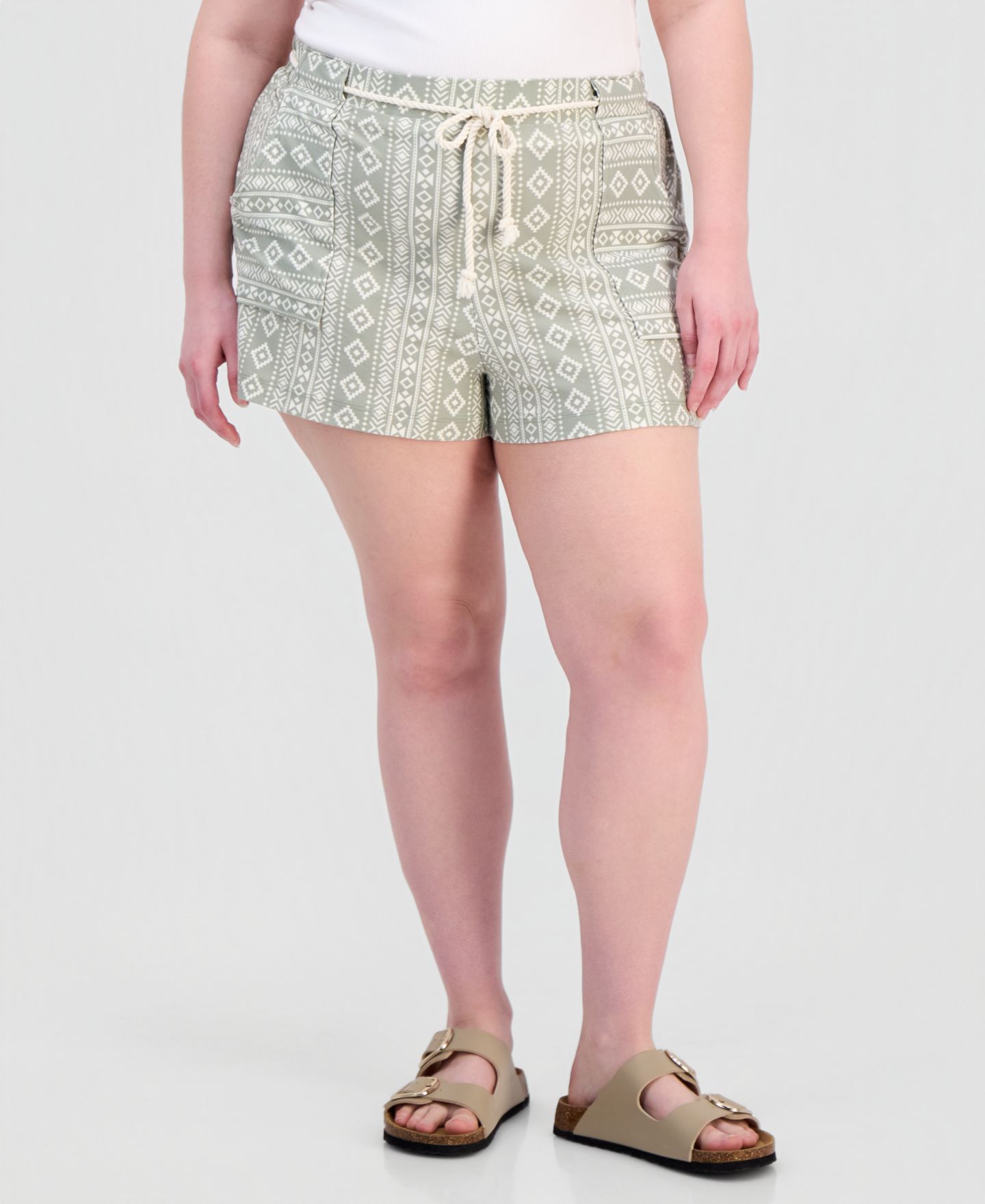 Женские шорты Derek Heart Trendy Plus Size Striped Rope-Belt, цвет: Seagrass — фото 3
