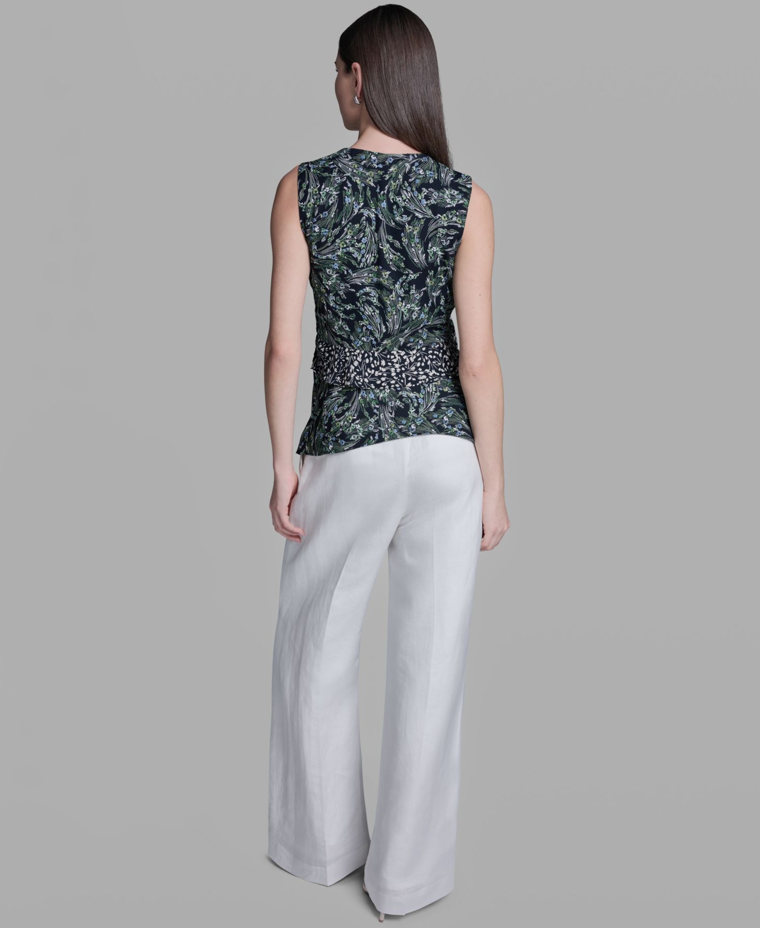 Women's Sleeveless Wrap Front V-Neck Polyester Top