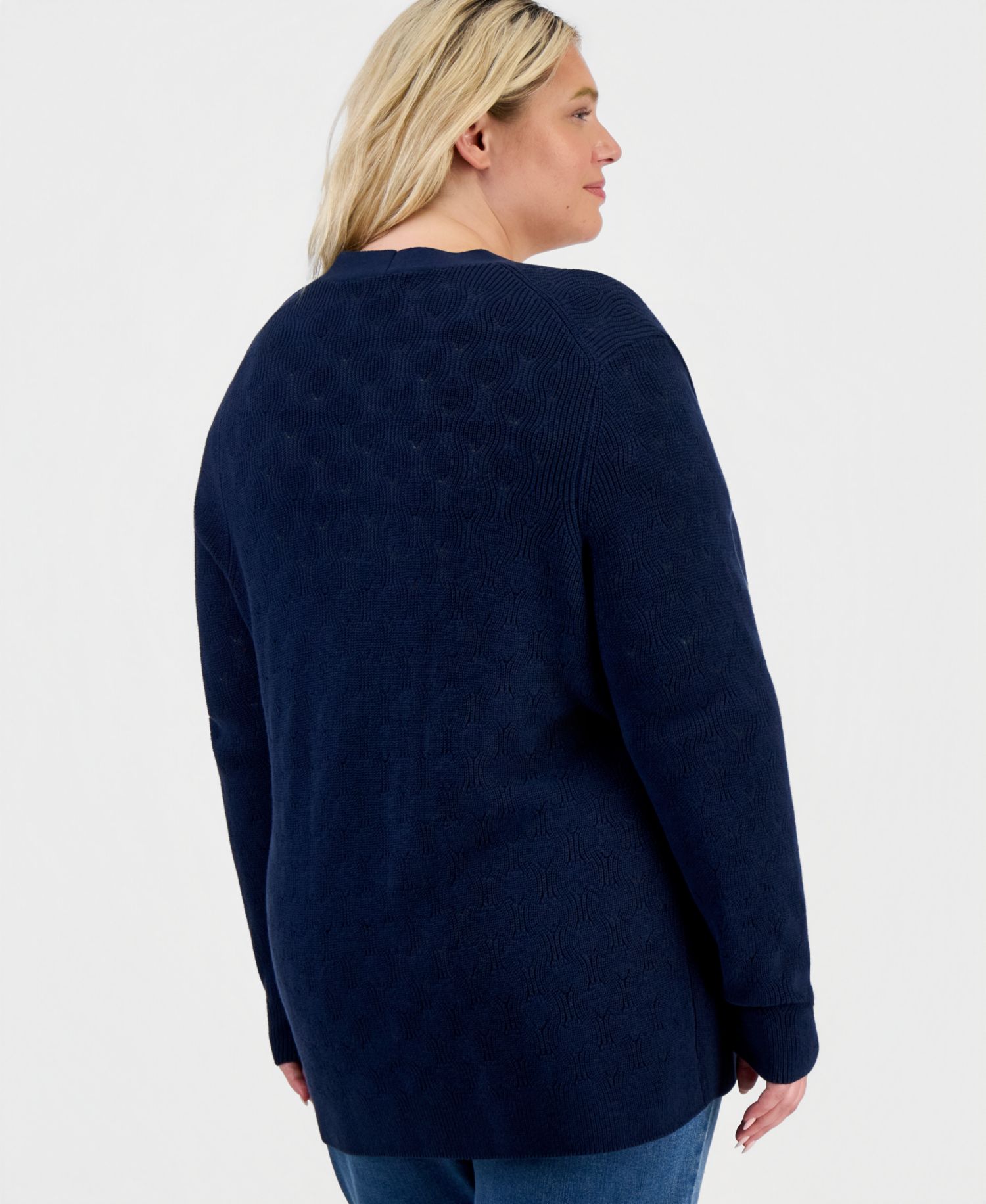 Plus Open Stitch Cardigan, Macy's Exclusive