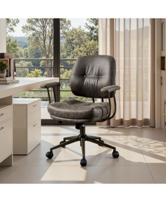 Ergonomic Mid Back Swivel Office Chair, Extra Wide Comfy Desk Chair with Lumbar Support, Height Adjustable Home Office Task Chair