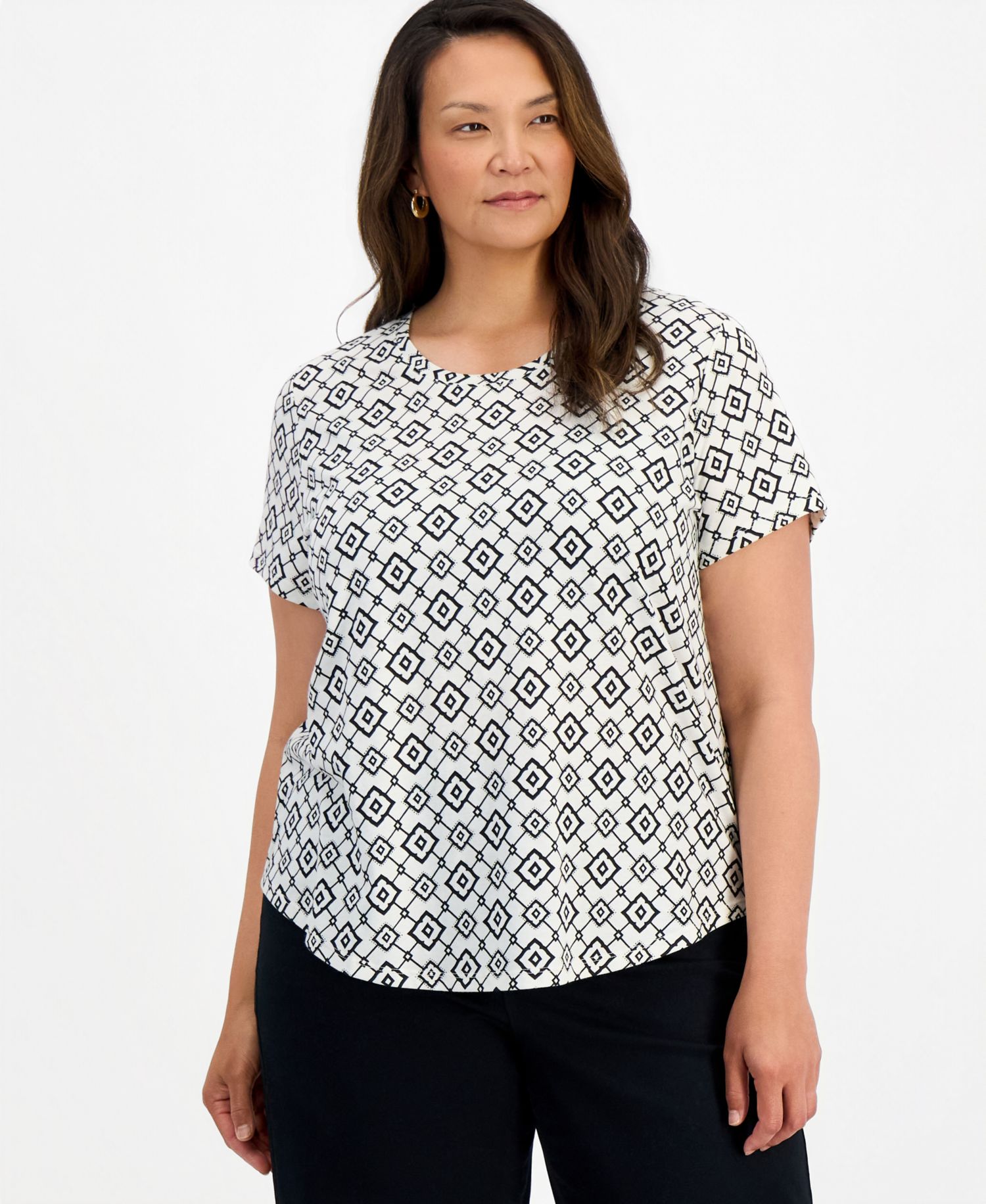 Plus Printed Short-Sleeve Crewneck Tee