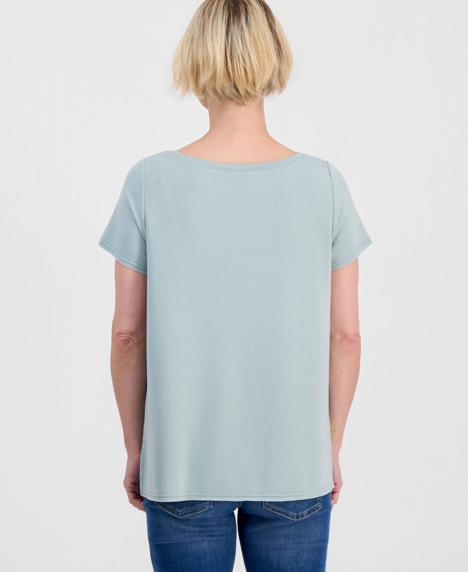 Petite LuxLounge Short-Sleeve Boat Neck Top