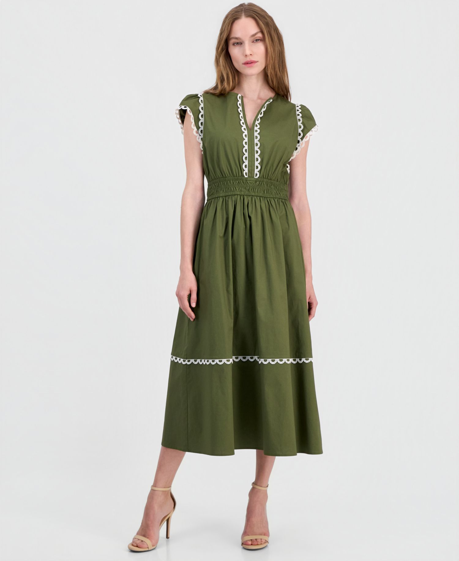 Women's Cotton-Blend Poplin Midi Dress