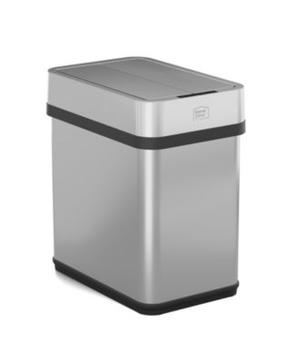 2 Gallon Slim Sensor Trash Can with Butterfly Lid and Touch Controls, Rectangular Stainless Steel, Silver