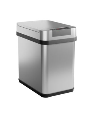2 Gallon Slim Sensor Trash Can with Motion Sensor Lid and Touch Controls, Rectangular Stainless Steel, Silver