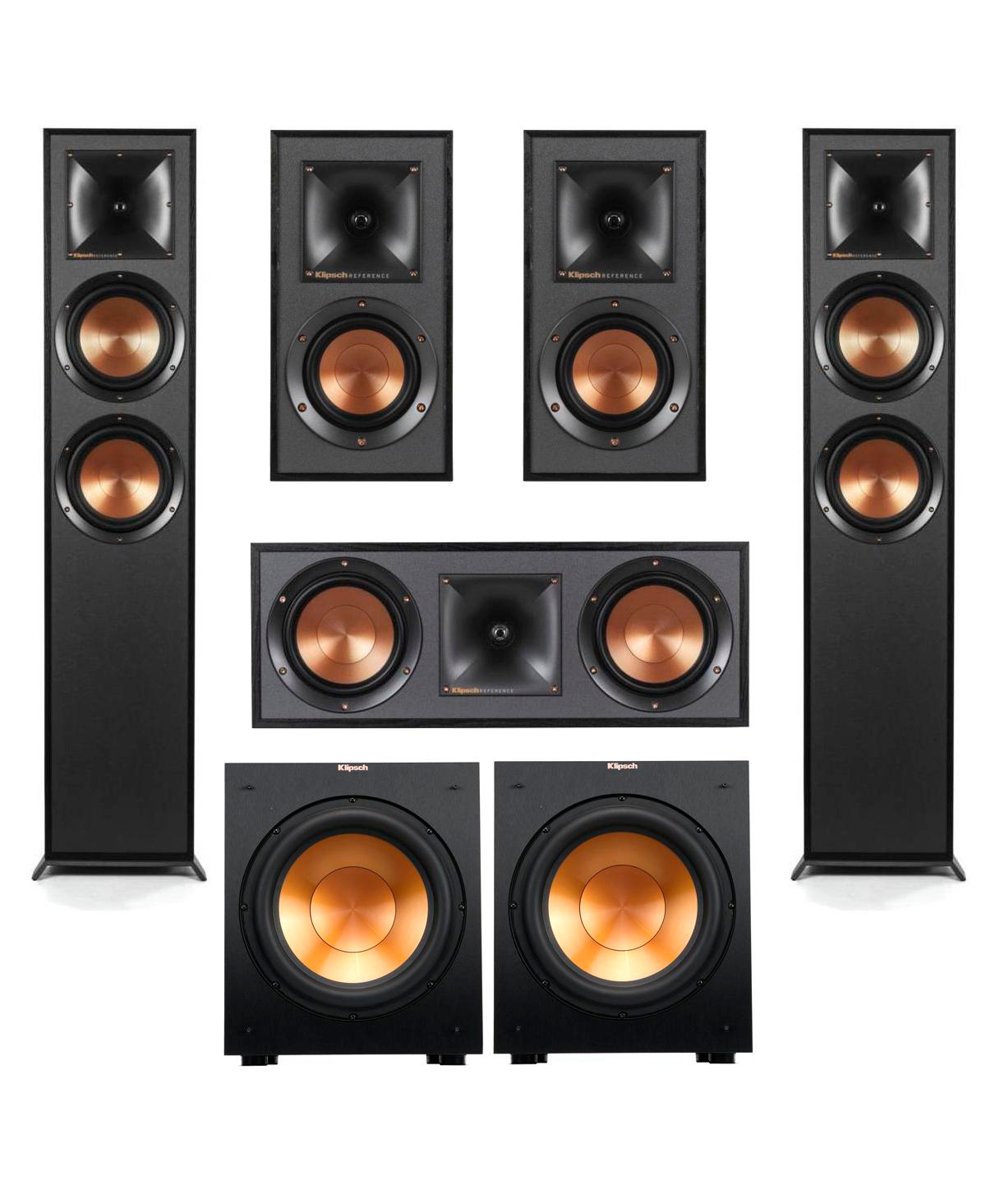 Klipsch Reference Series 5.2 Home Theater Pack with 2x R-625FA Floorstanding Speakers, R-52C Center Channel Speaker, 2x R-41M Bookshelf Speakers.