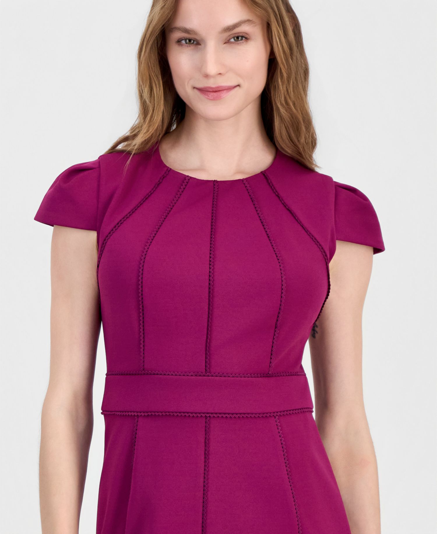 Petite Jewel Neck Sheath Dress