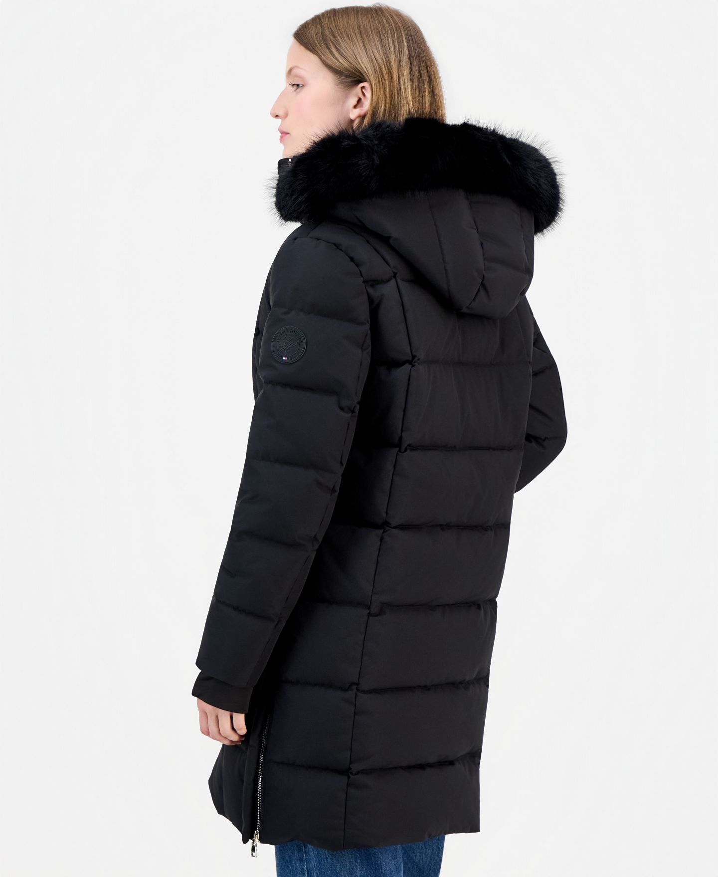 Женская куртка Tommy Hilfiger Faux-Fur-Trim Hooded Puffer, цвет: Чёрный — фото 2