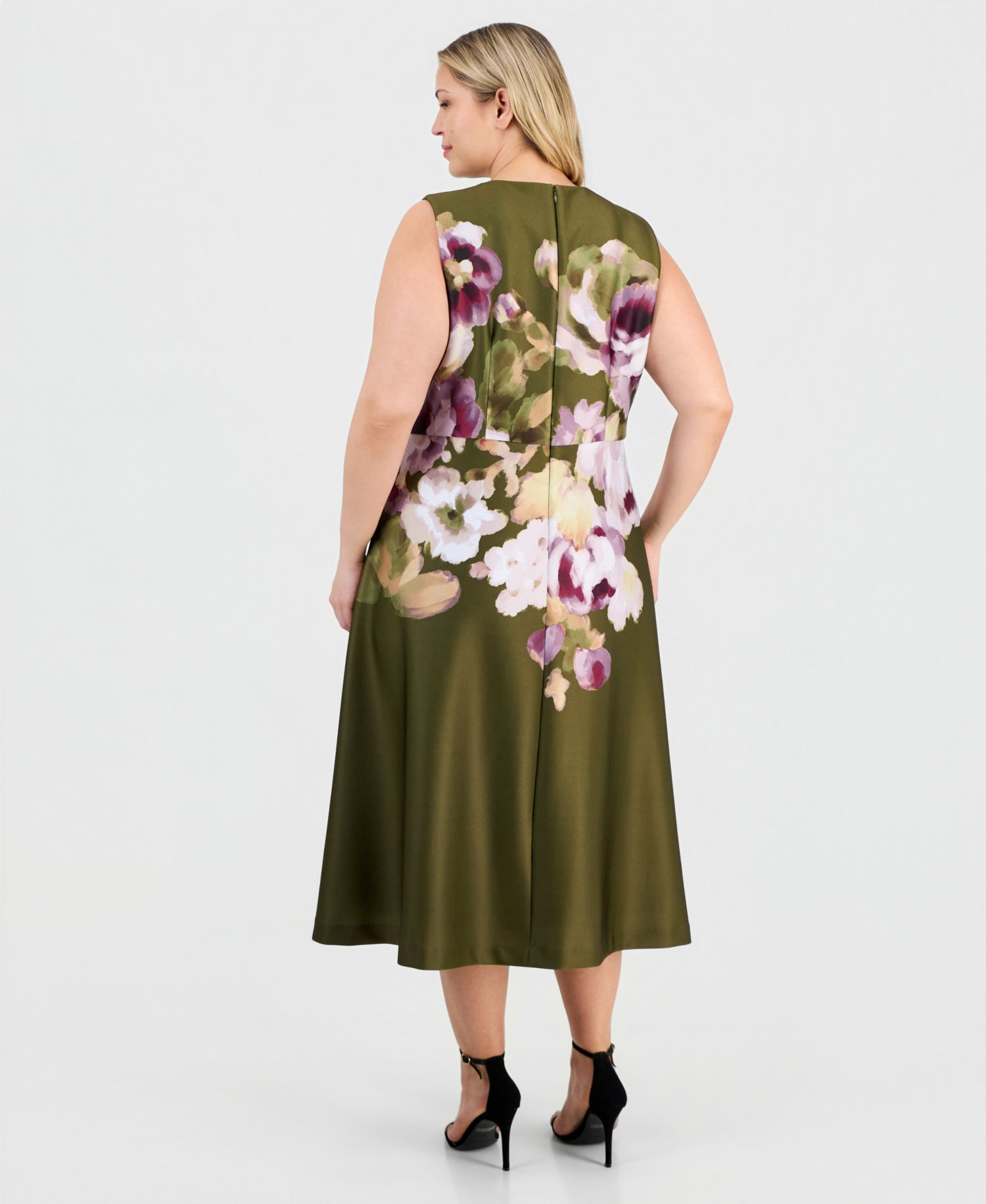Plus-Size Printed Scuba A-Line Dress