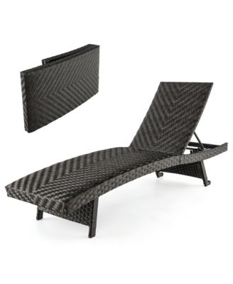 Folding Rattan Weather Resistant Chaise Lounge Chair Adjustable Recliner Quick Dry Foam