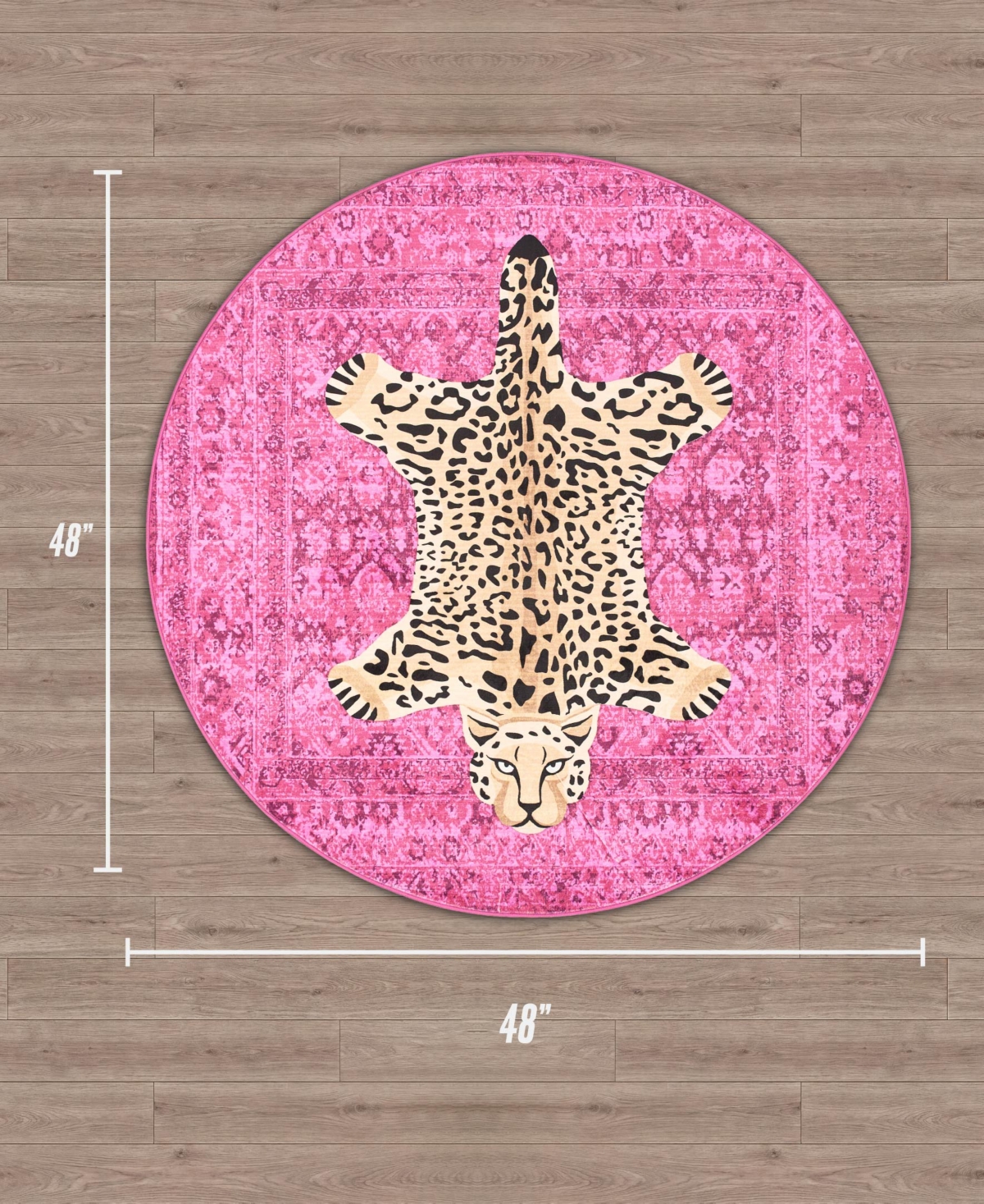 Juicy Couture Leopard Medallion Finely Soft Washable Round Accent Rug, 48" x