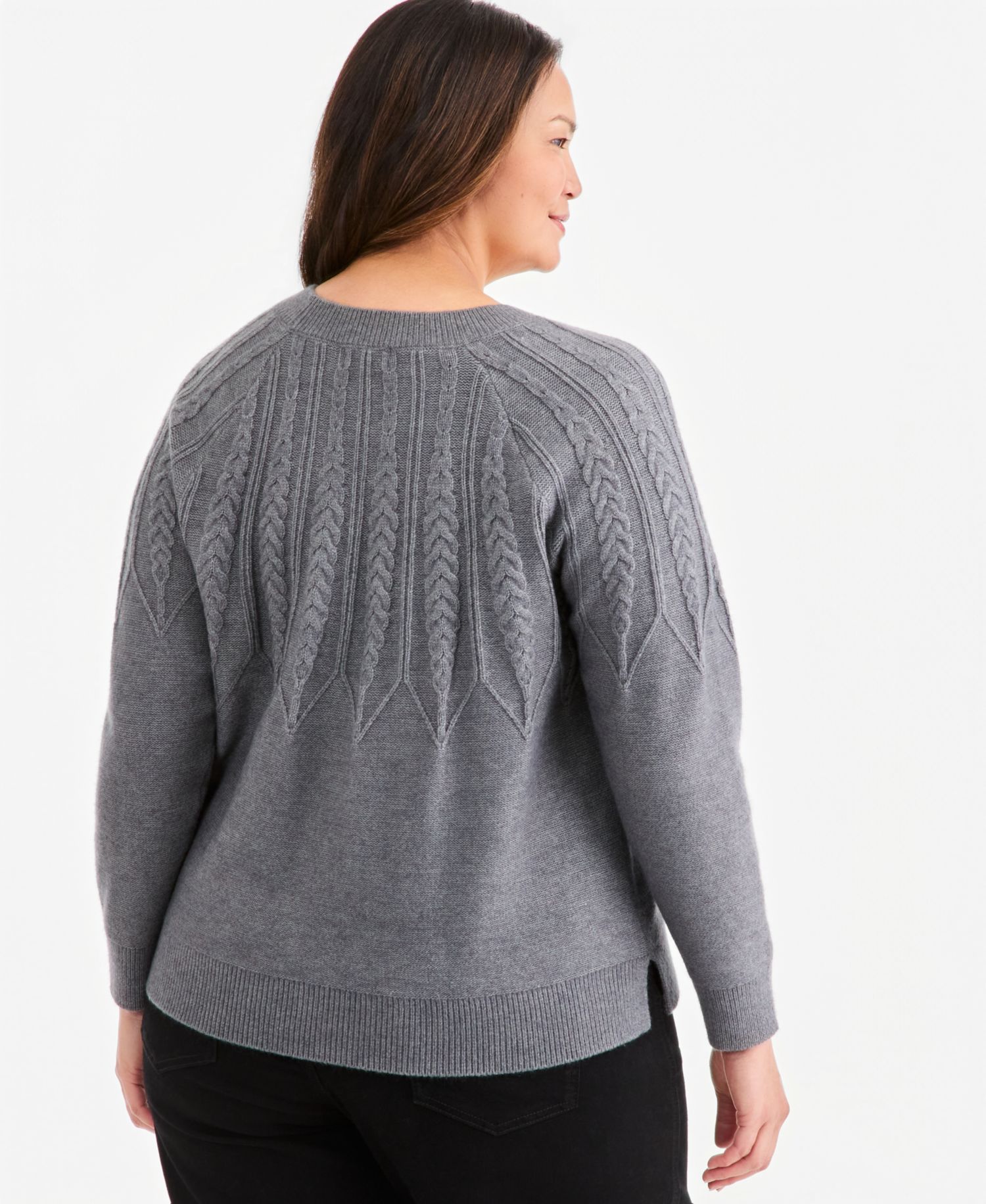Plus Size Crewneck Cable-Knit Sweater