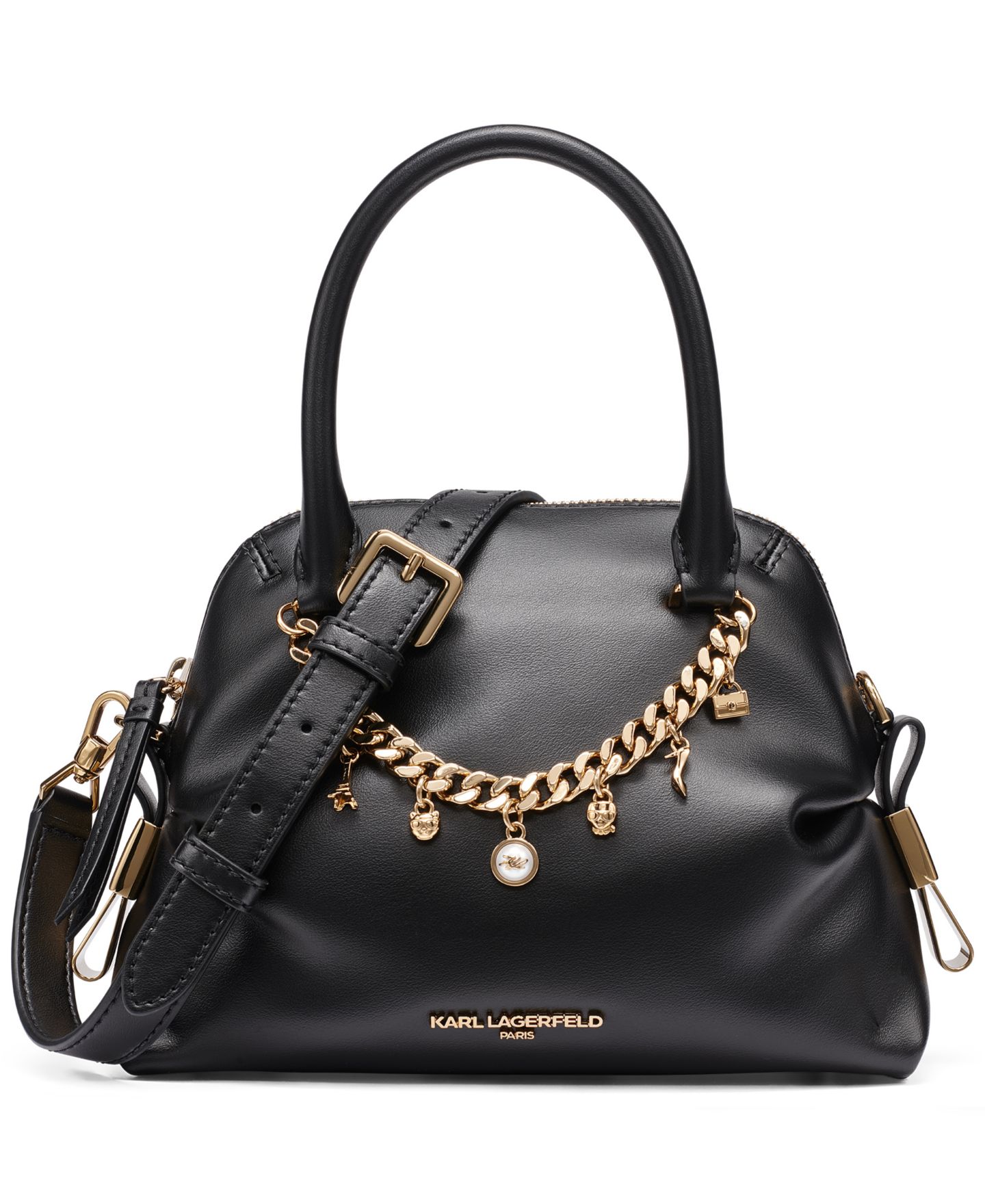 Женская сумка KARL LAGERFELD PARIS Charlaine Leather Small Crossbody, цвет: Чёрный — фото 1