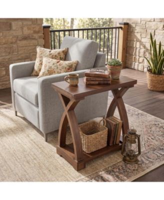 Solid Wood End Table, Small Side Table with Storage Shelf, 2-Tier Narrow End Table for Living Room, Bedroom, Small Spaces