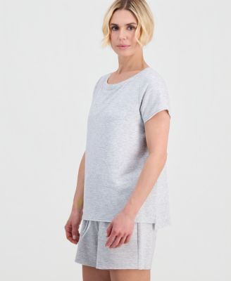 Petite LuxLounge Short-Sleeve Boat Neck Top