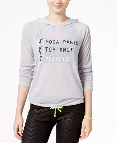 Material Girl Active Cutout-Back Graphic Hoodie, Only at Macy's