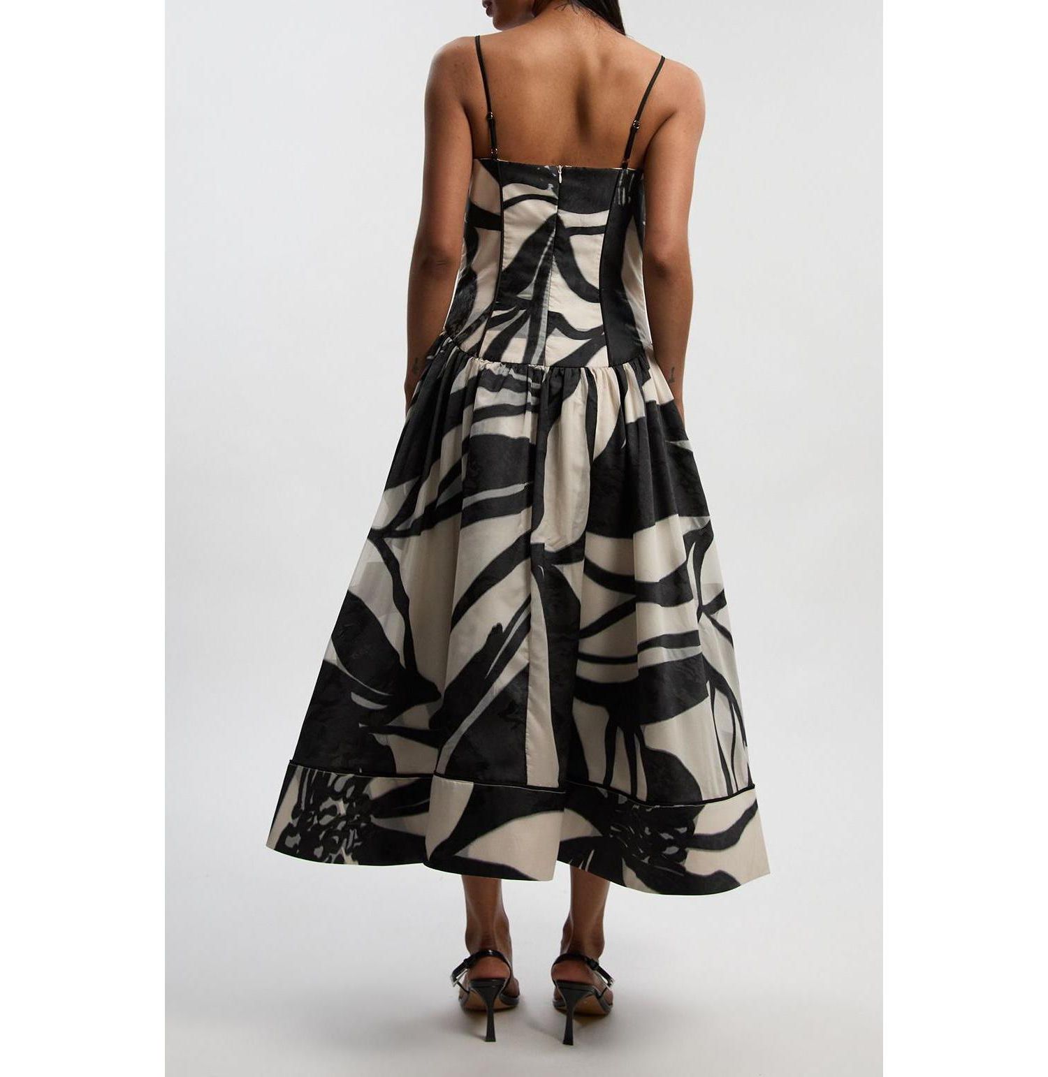 Women's Floral Jacquard Maxi Prom Dress