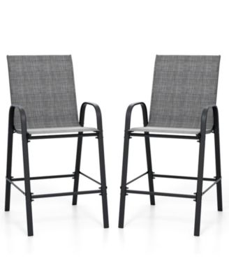 29 in Fabric Outdoor Bar Stools Set of 2 with Armrests and Footrest