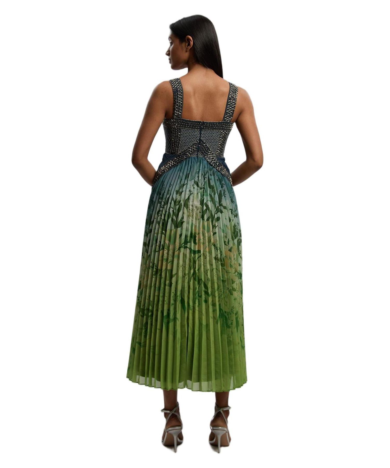 Women's Embellished Pleated Maxi Dress