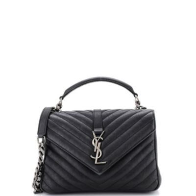 Medium Classic Monogram College Bag Matelasse Chevron Leather