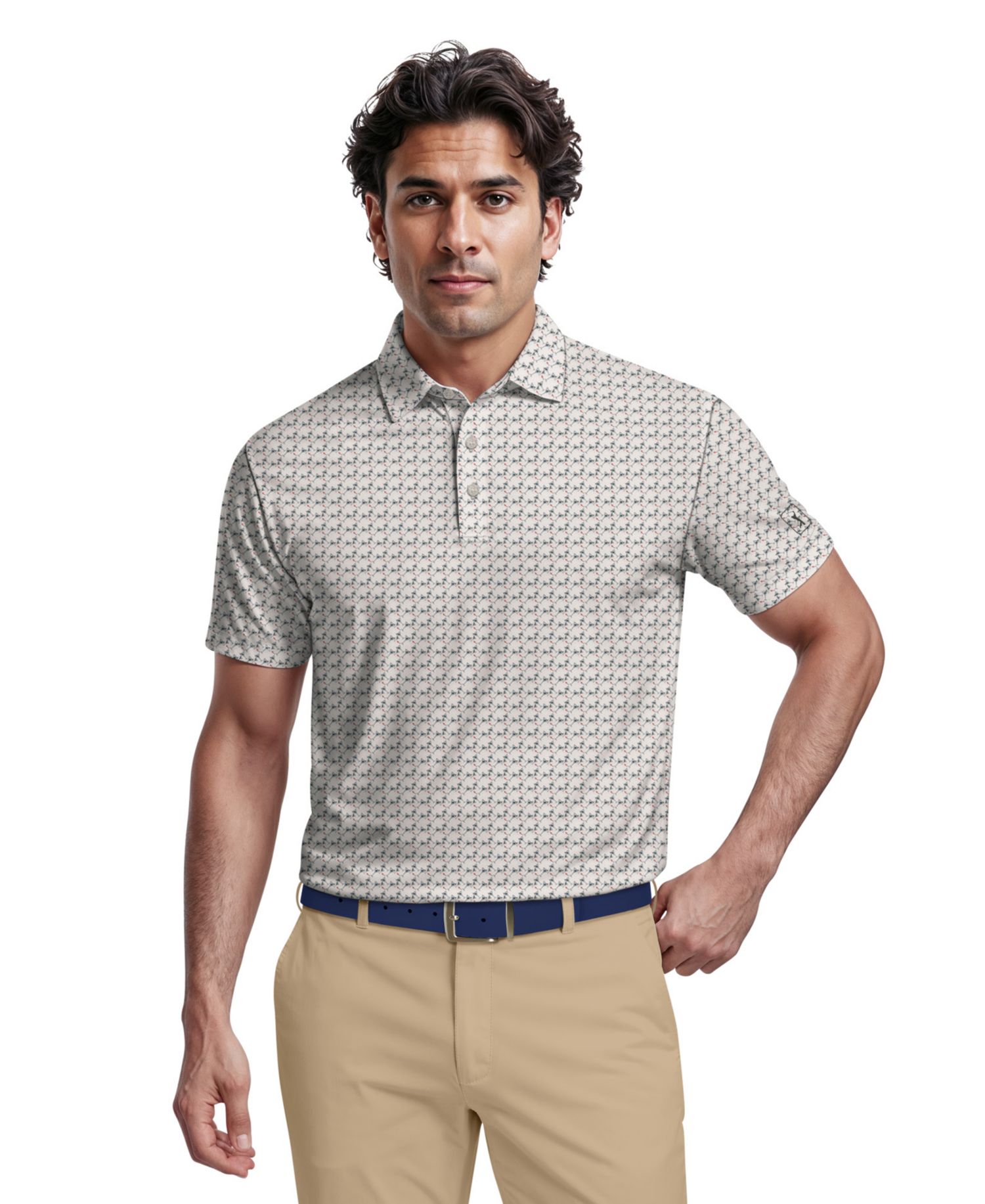 Men's Geometric Cocktail Print Golf Polo Shirt