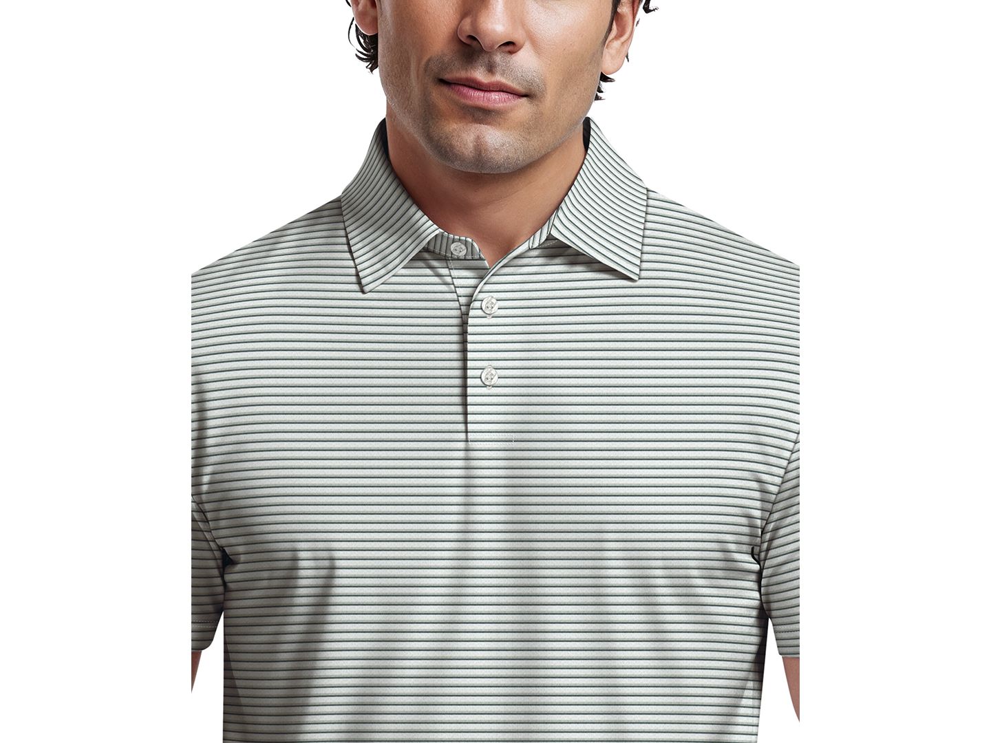 Мужское поло PGA TOUR Feeder Stripe Golf Polo Shirt, цвет: Яркий белый — фото 3