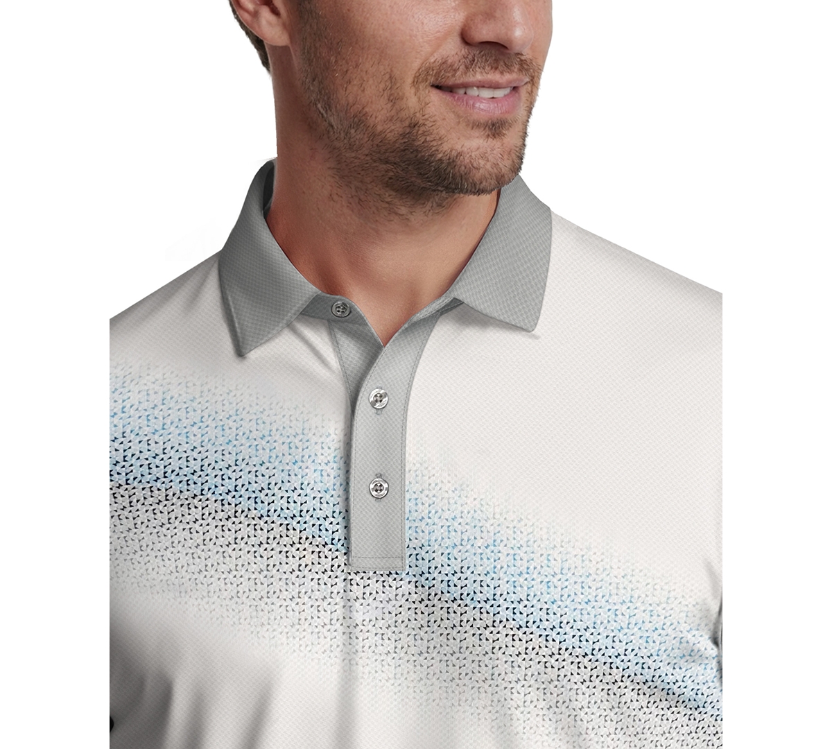 Pga Tour Men's Asymmetric Geo Golf Polo Shirt
