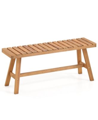 Acacia Wood Outdoor Garden Bench Slatted Seat 800 lbs Capacity for Front Porch