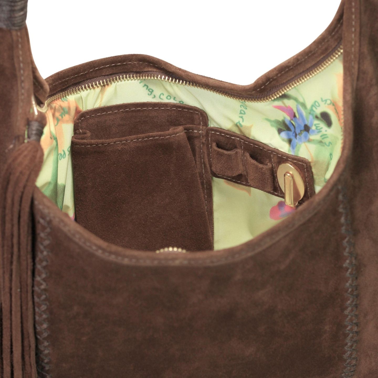 Сумка Carlos Falchi Fringe Suede Hobo, цвет: Кофейный коричневый — фото 4