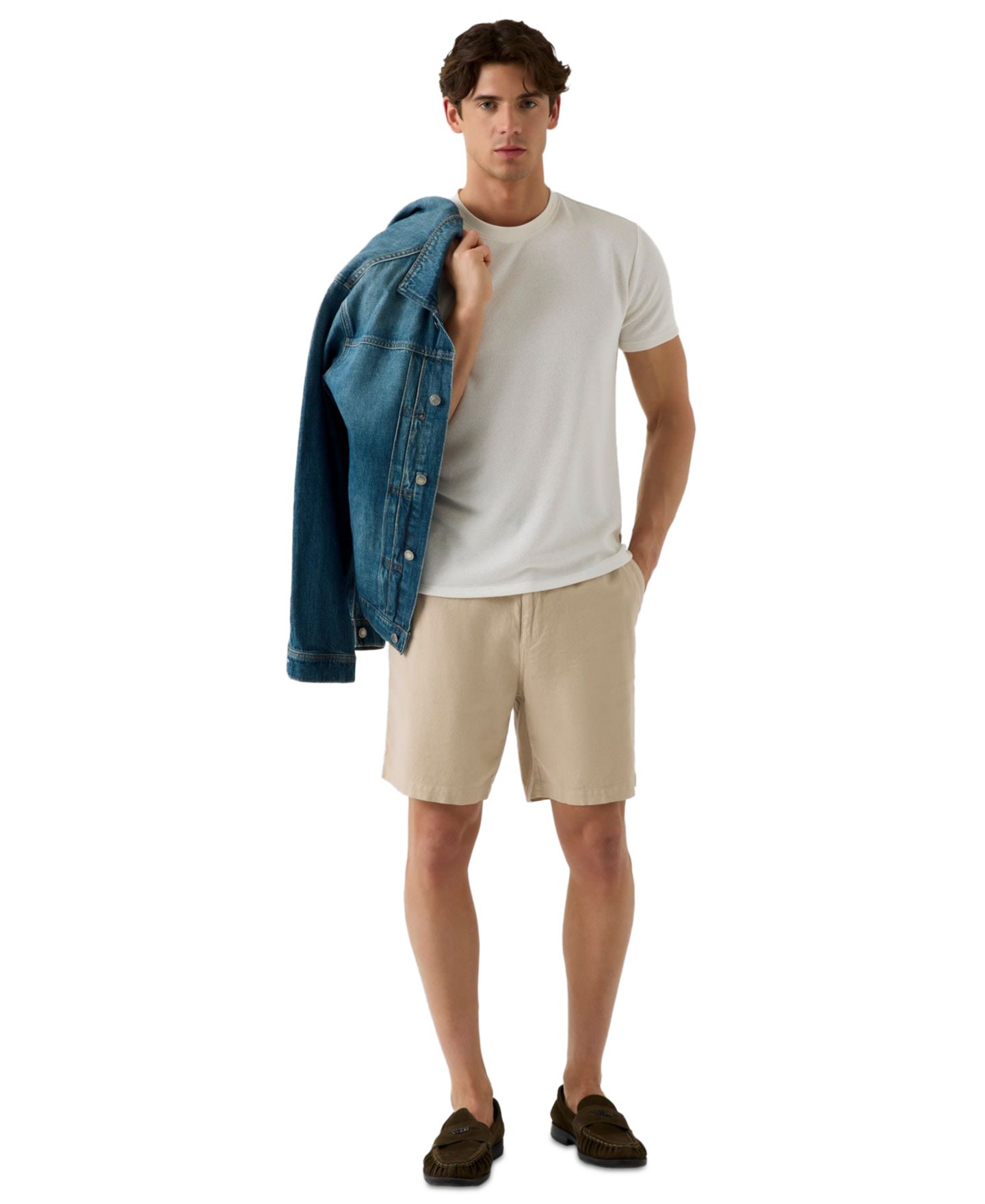 Мужские шорты GUESS Linen Coast relaxed, цвет: Бежевый разноцветный — фото 2