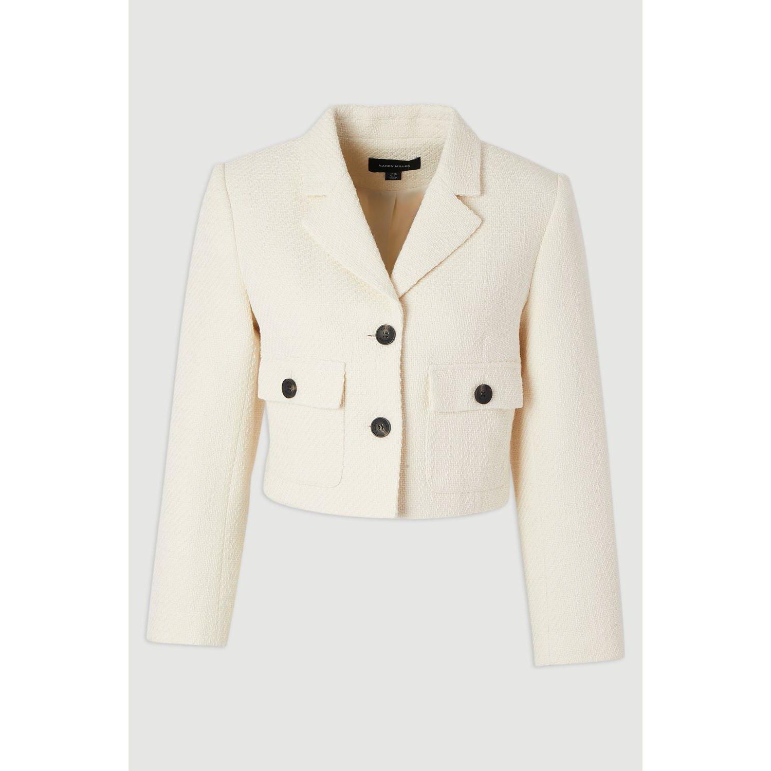 Women's Double Button Tweed Cropped Jacket