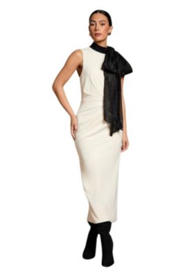 pussybow midi dress WAREHOUSE Pussybow Midi Dress