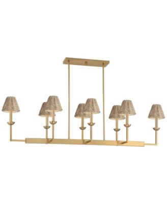 Kime 8-Light Island Chandelier with Wicker Shades