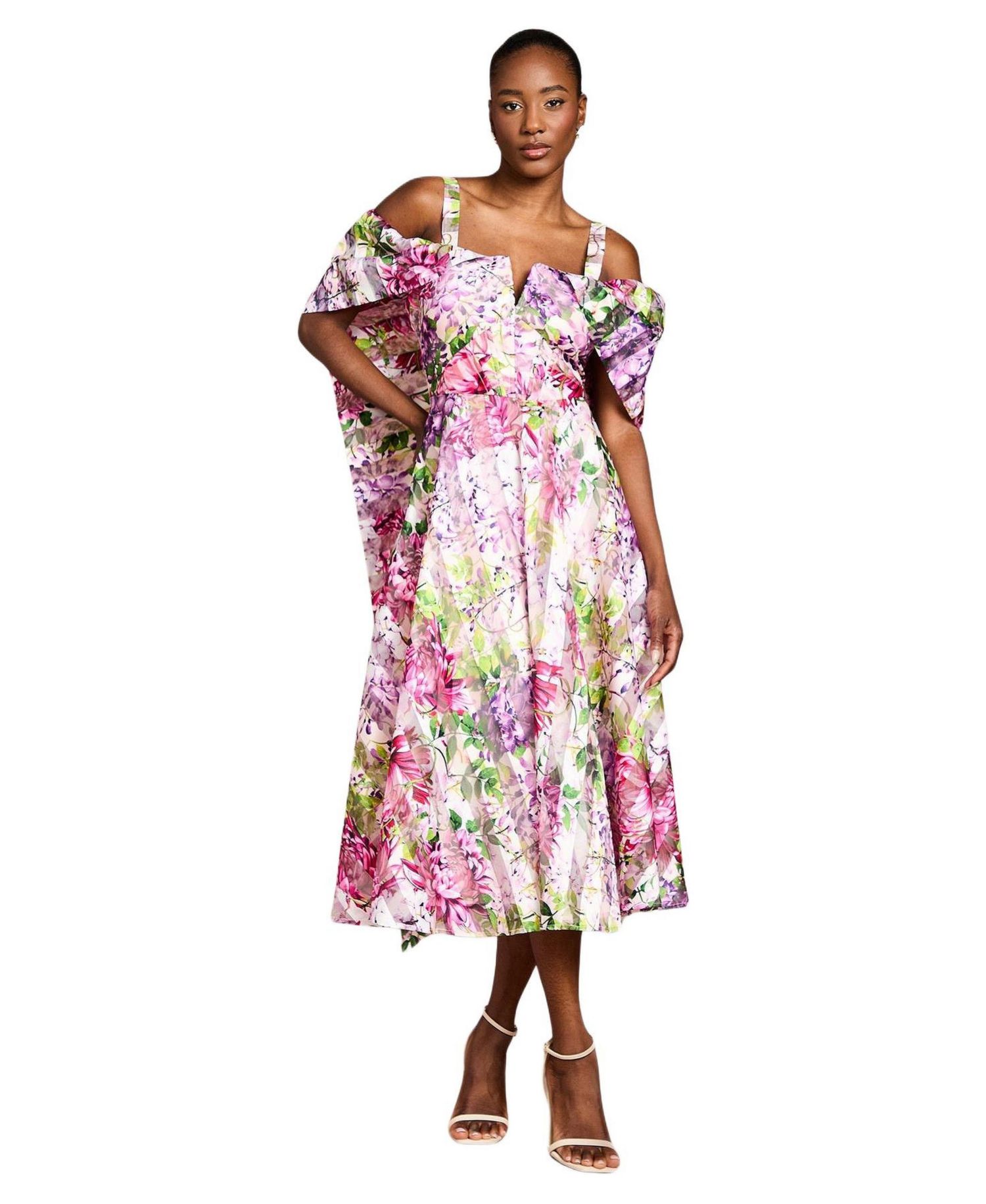 Women's Organza Bardot Midi Dress