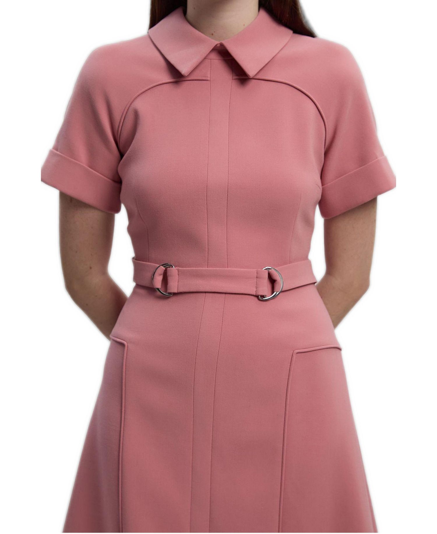 Women's Stretch Tab Detail Full Midi Dress