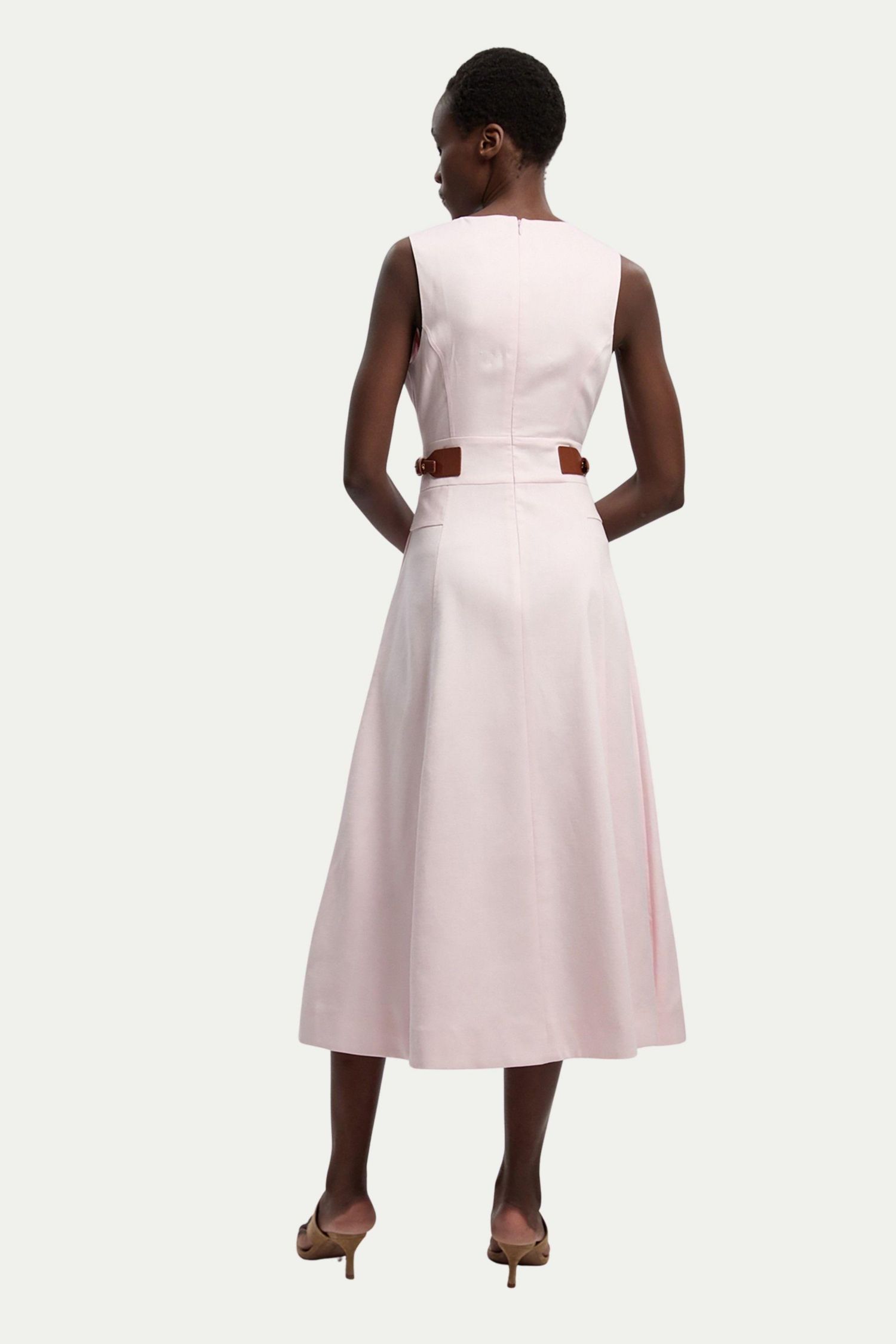 Women's Tailored Linen Full Midi Dress