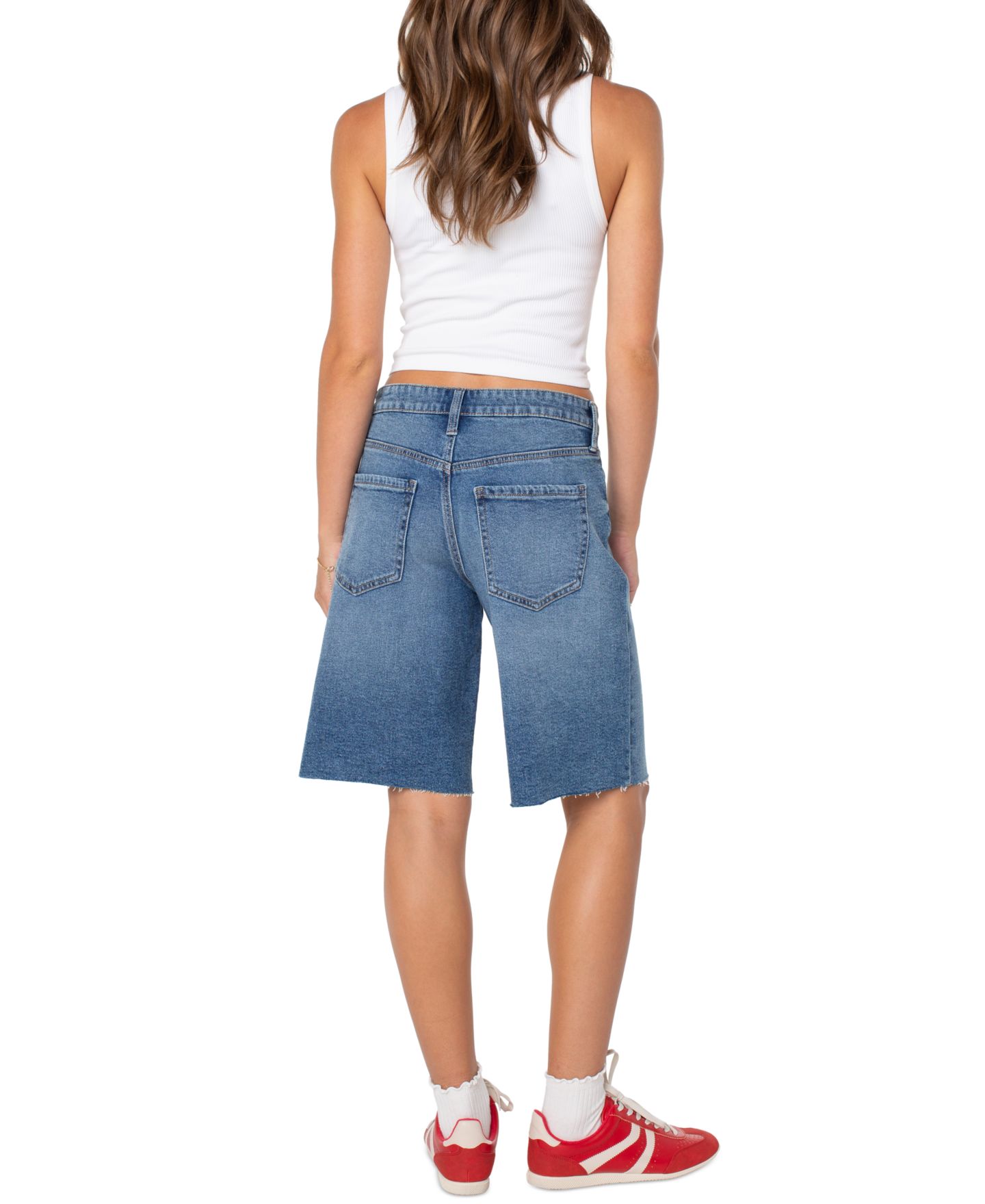 Женские шорты Celebrity Pink Juniors' High-Rise Raw-Hem Bermuda, цвет: Jazz Fusion — фото 4