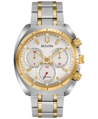 Bulova - Men's Chronograph Curv Two-Tone Stainless Steel Bracelet Watch 43mm 98A157