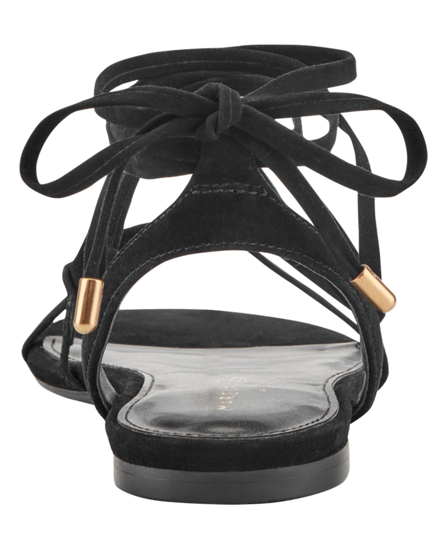 Женские сандалии Marc Fisher LTD Ellan Strappy Suede Tie-Up Flat, цвет: Чёрный замшевый — фото 3