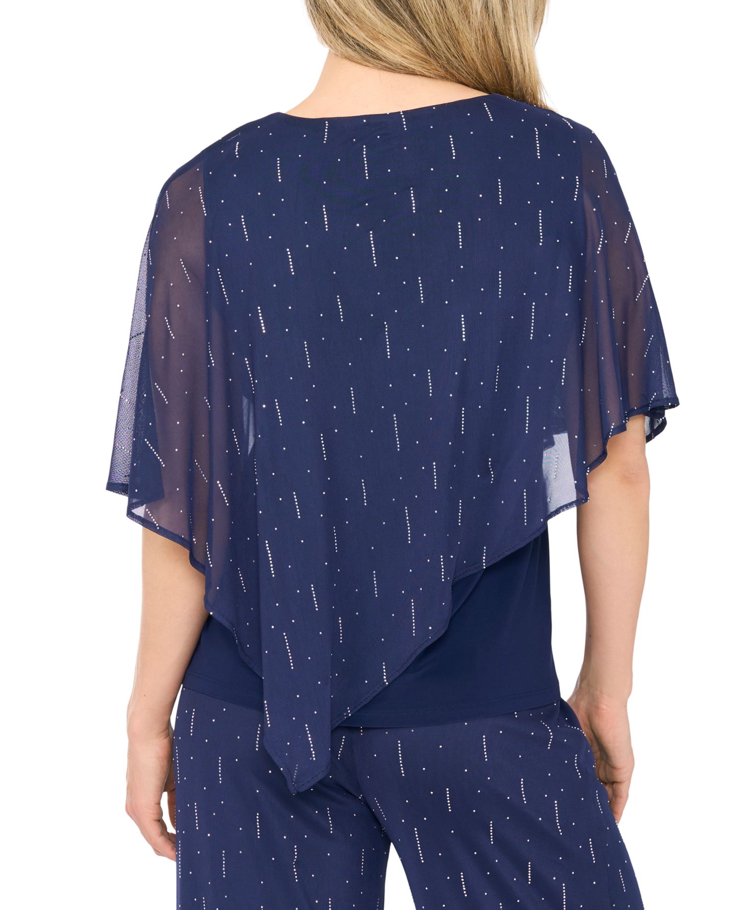 Petite Cape Style Studded Crewneck Top