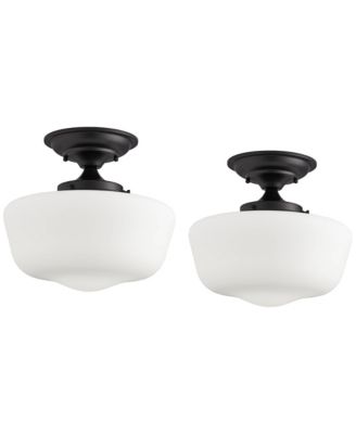 Schoolhouse Rustic Farmhouse Ceiling Light Semi Flush Mount Fixture  Set of 2 Floating  Glass for Bedroom