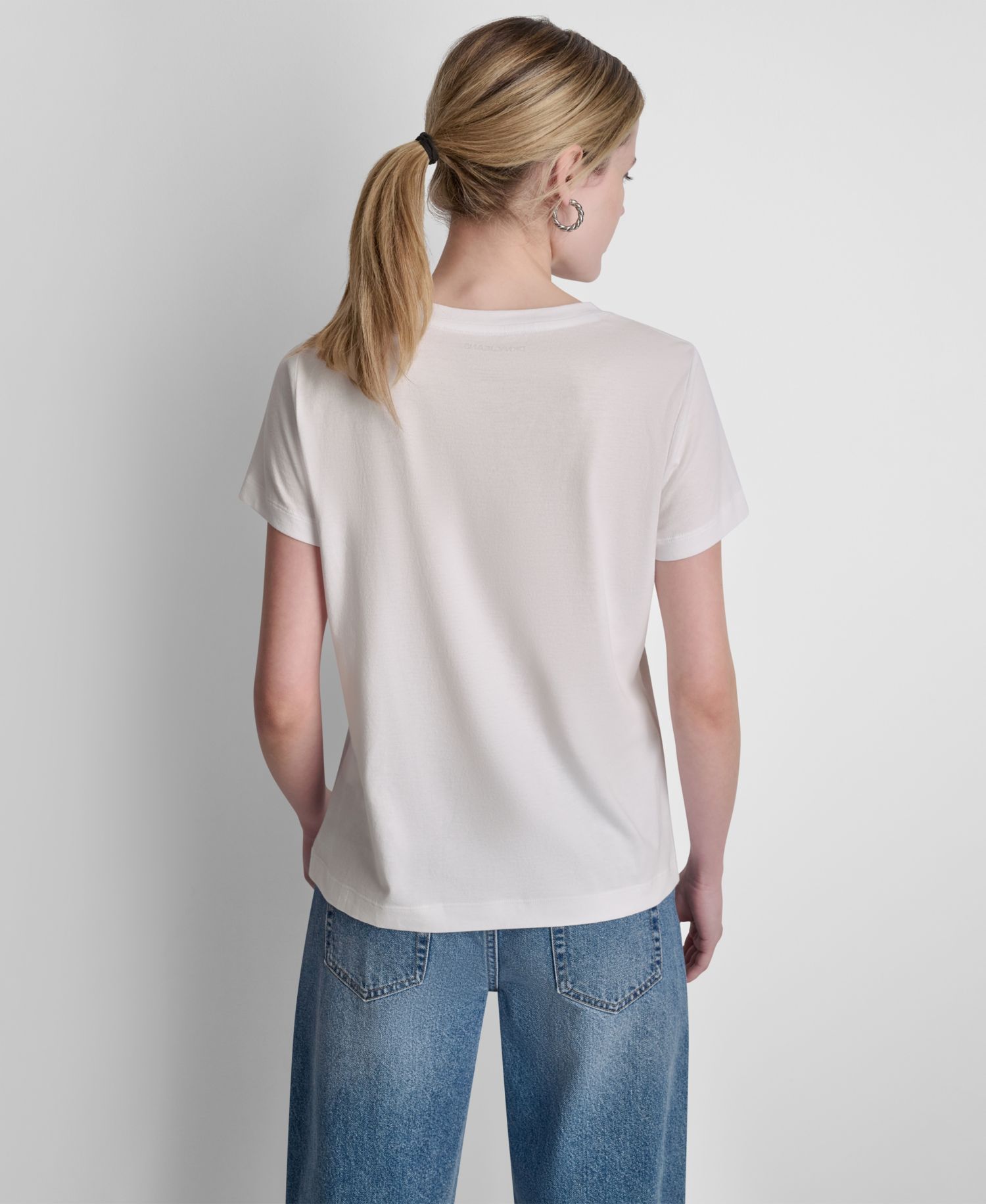 Women's Stacked Ombre Mini Rhinestone Logo Crewneck T-Shirt